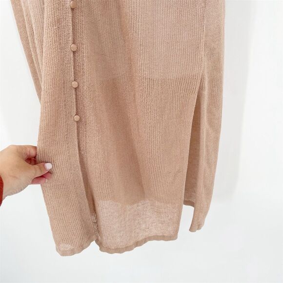 Snidel Sheer Long Duster Cardigan One Size V-Neck Button Front Linen Blend Knit - Picture 4 of 10